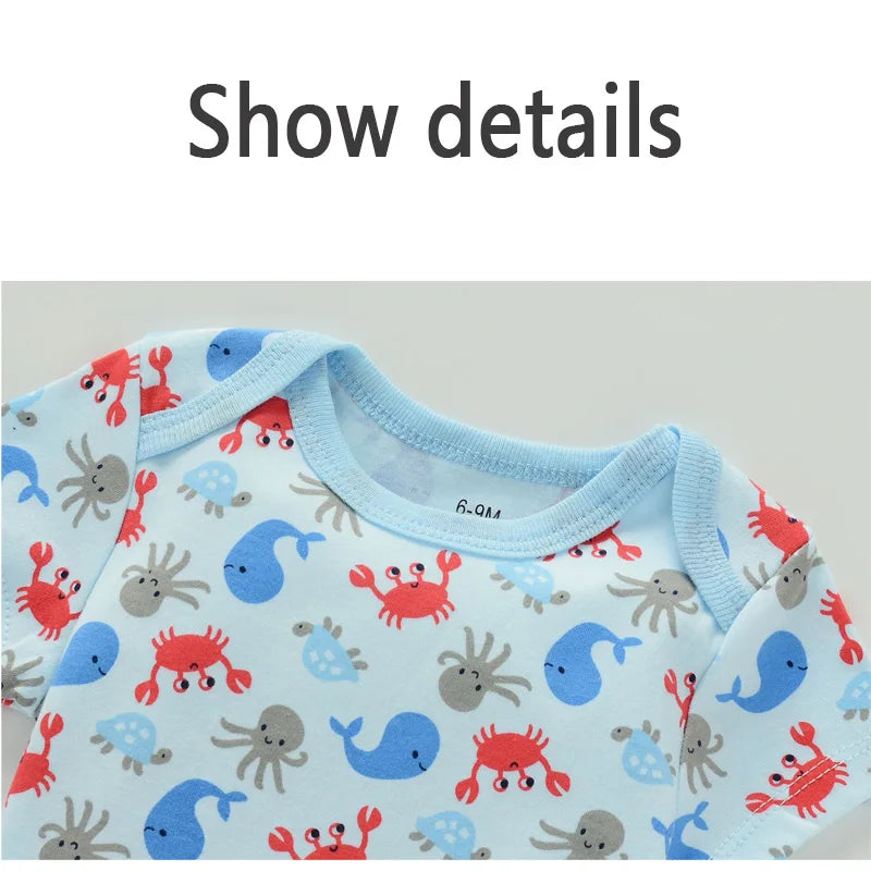 Summer Baby Bodysuit Set - Soft Cotton Romper for Newborns 0-12M Boys & Girls