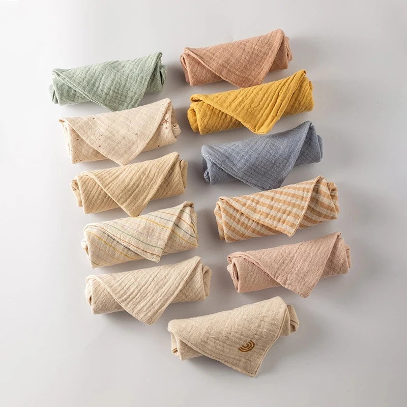 5-Pack Baby Muslin Towel Set - Soft Cotton Gauze Washcloths for Newborns