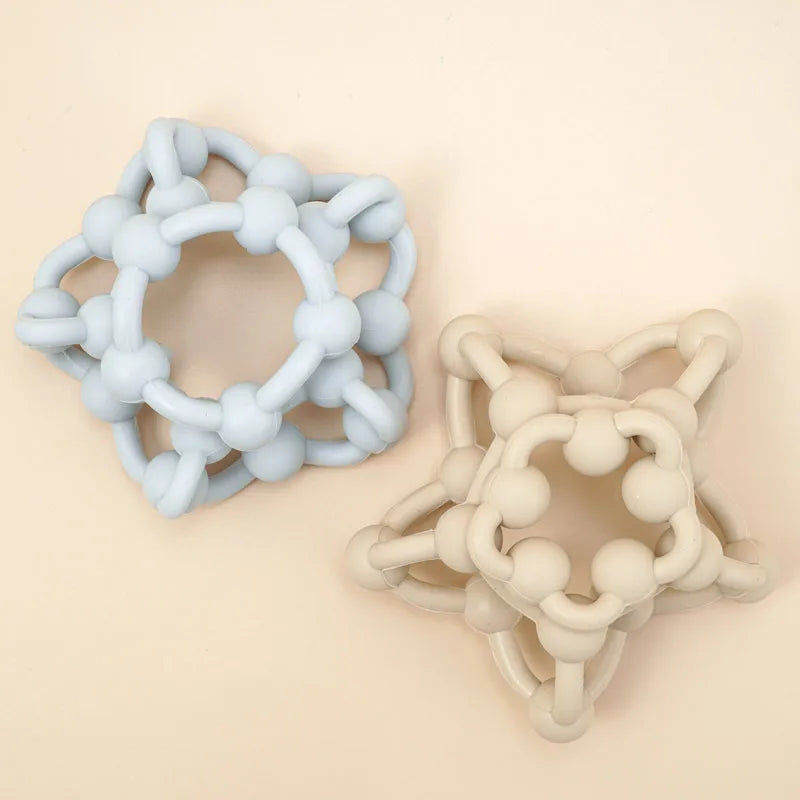 Food Safe Silicone Ball Teether - Portable Fidget Toy & Catch Ball for Newborns