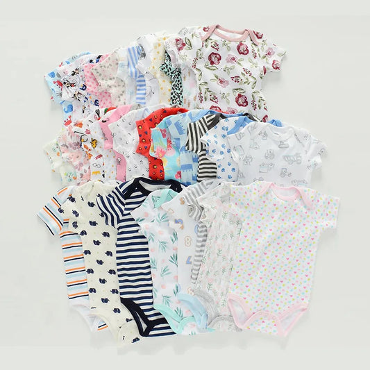 Summer Baby Bodysuit Set - Soft Cotton Romper for Newborns 0-12M Boys & Girls
