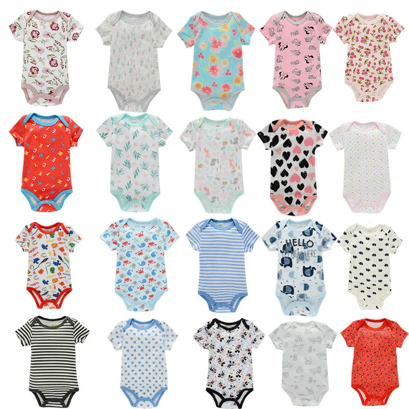 Summer Baby Bodysuit Set - Soft Cotton Romper for Newborns 0-12M Boys & Girls