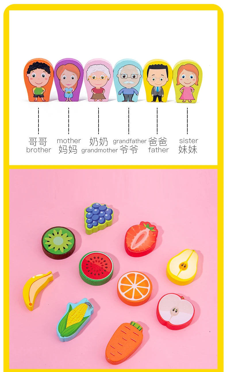 QWZ Montessori Educational Wooden Math Toys - Busy Board Count Shape Colors Fishing Puzzle