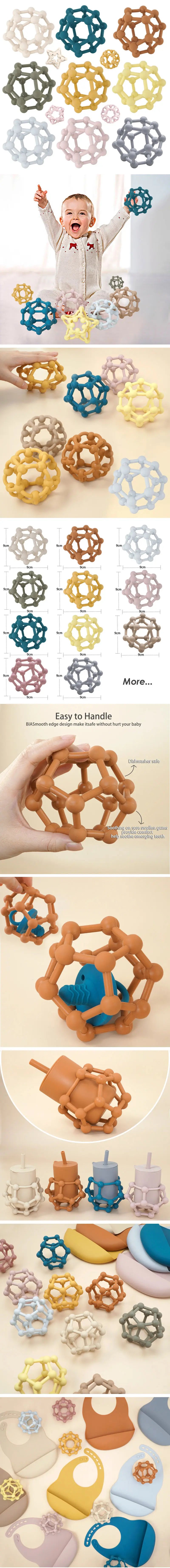 Food Safe Silicone Ball Teether - Portable Fidget Toy & Catch Ball for Newborns