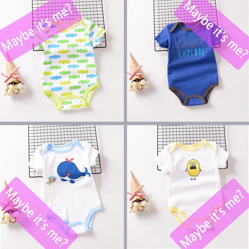 Summer Baby Bodysuit Set - Soft Cotton Romper for Newborns 0-12M Boys & Girls