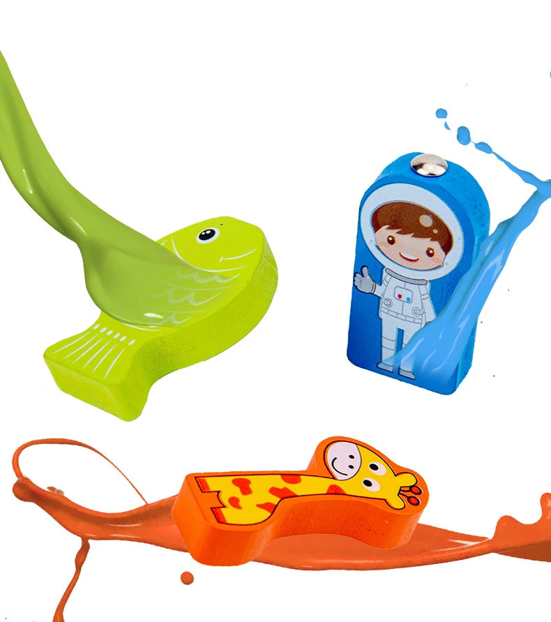 QWZ Montessori Educational Wooden Math Toys - Busy Board Count Shape Colors Fishing Puzzle