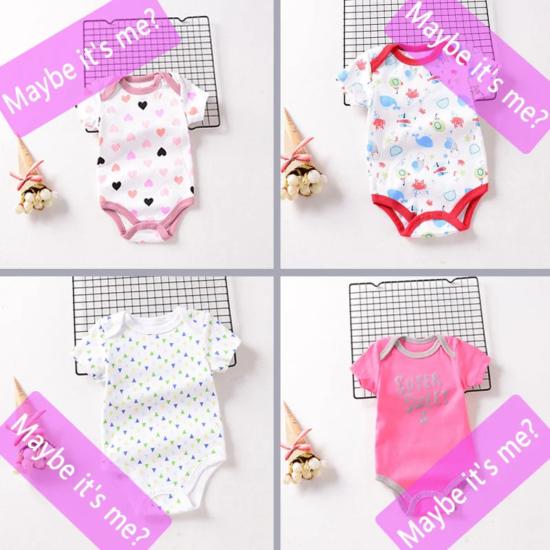 Summer Baby Bodysuit Set - Soft Cotton Romper for Newborns 0-12M Boys & Girls