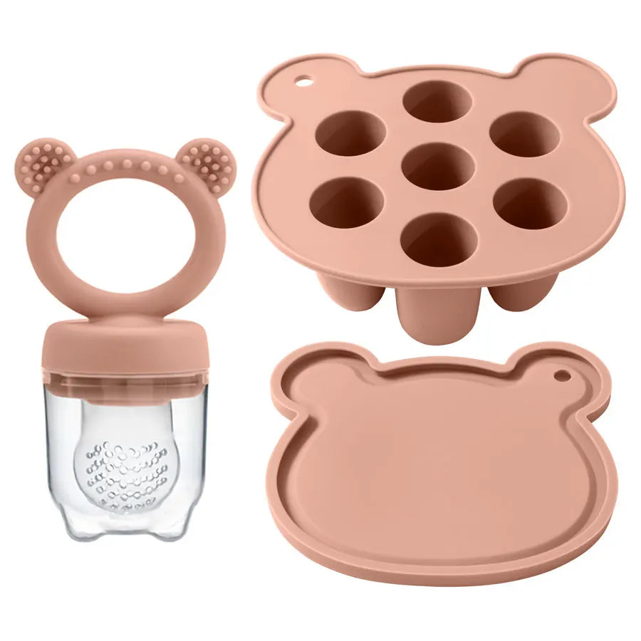 Silicone Fruit & Vegetable Teether Toys – Fun Ice Cream Mold Design for Baby Feeding (6+ Months)
