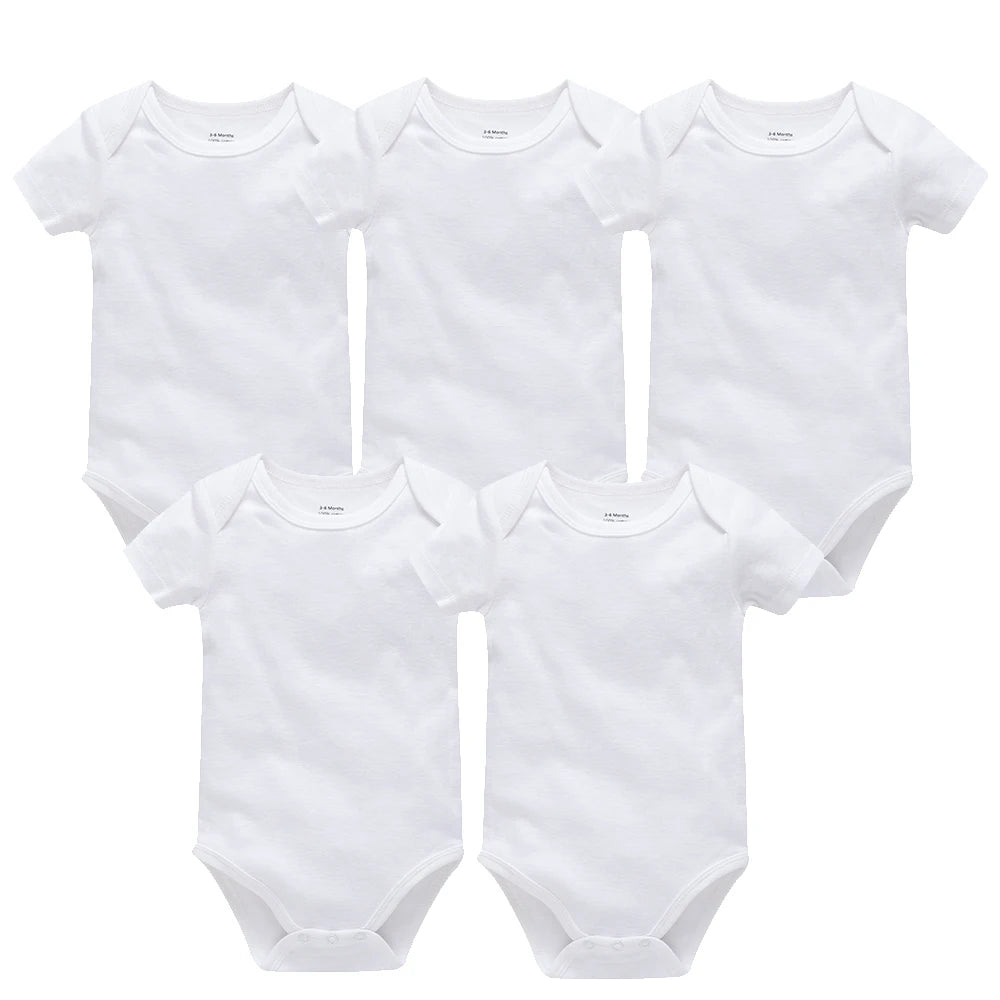 5 Pcs Set Baby Boys Clothes 100%Cotton Solid Black Short Sleeve Blank Baby Bodysuits body bebe  Newborn Jumpsuit Plain 0-24 M
