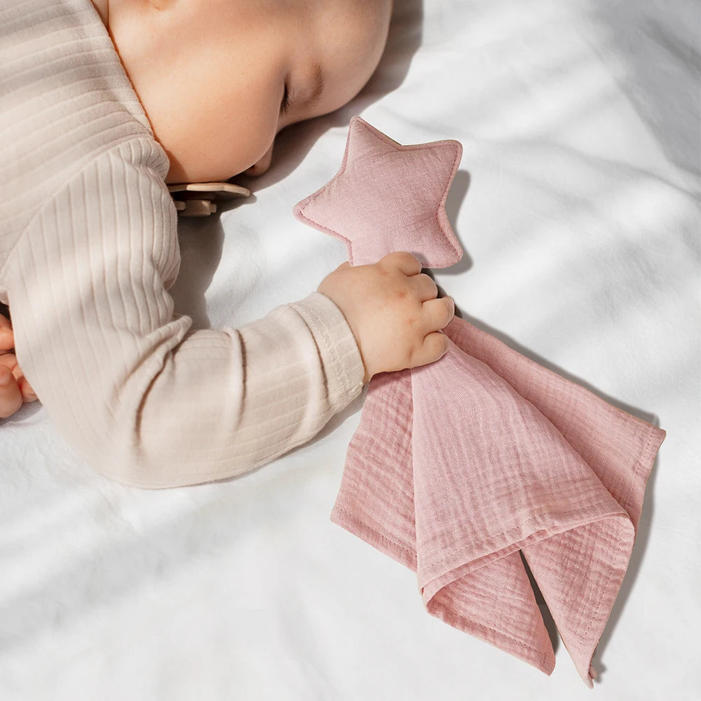 Baby Cotton Muslin Comfort Blanket - Cute Cat Doll Security Towel for Infants