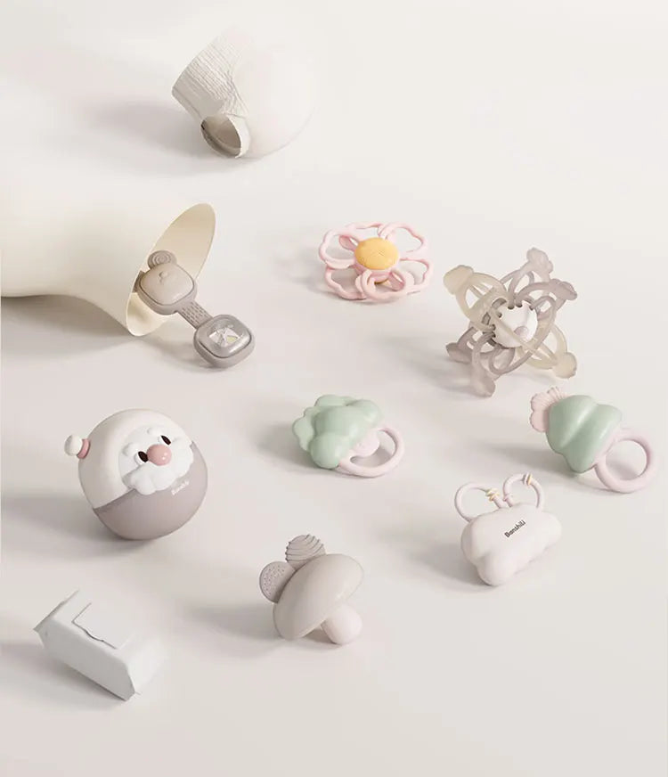 Silicone Baby Rattle Teether - Soft Chewable Sensory Toy for Infants 0-3 Years
