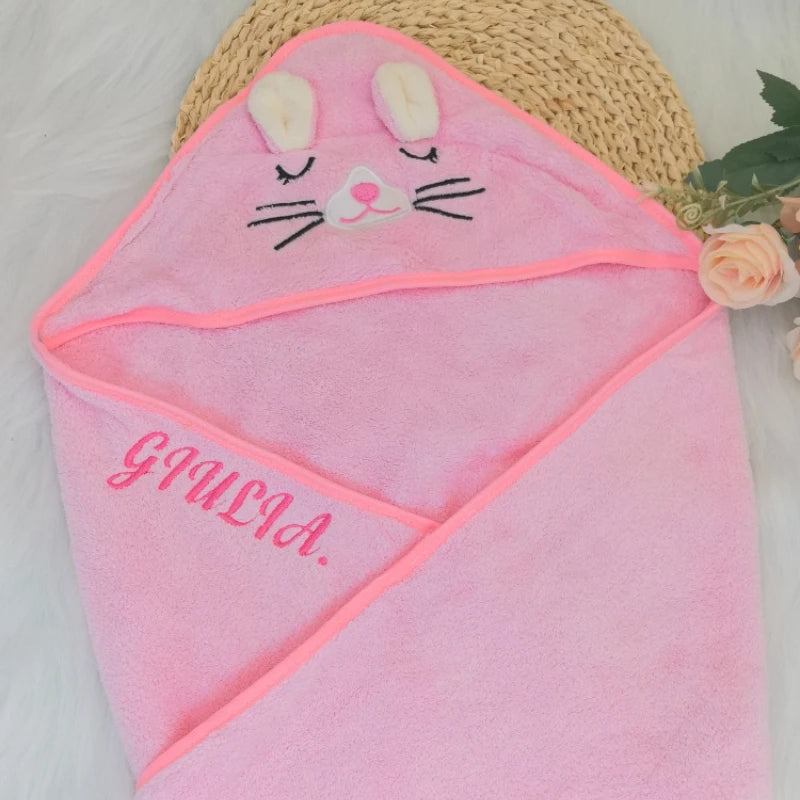 Personalized Custom name Embroidered Newborn letter Nursery Baby Soft Bath Towels Gifts for Boy Girl Toddler Bathrobe Warm