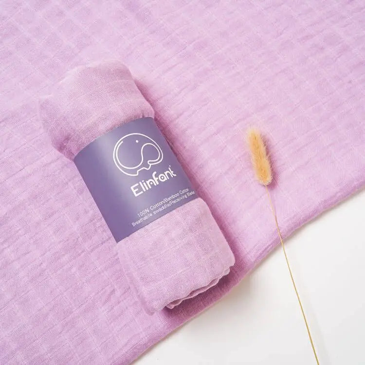 Bamboo Cotton Baby Muslin Swaddle Blanket - 120x110cm Soft Print Wrap by Elinfant