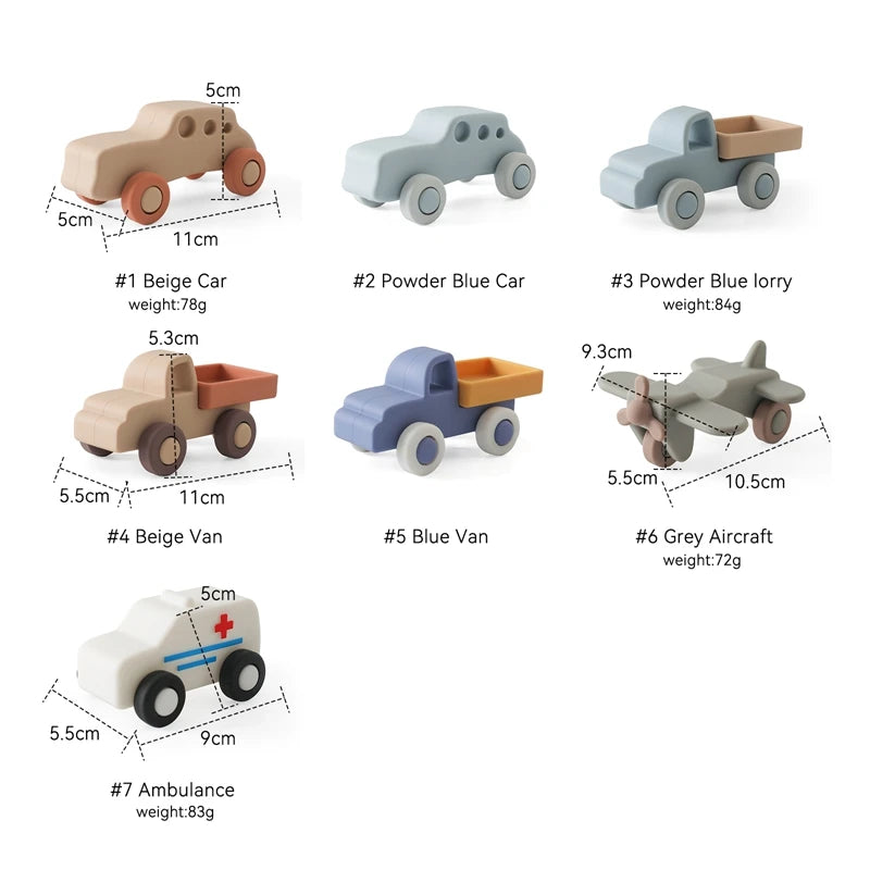 Montessori Silicone Car Toys - Educational Teether Blocks for Babies 0-12 Months