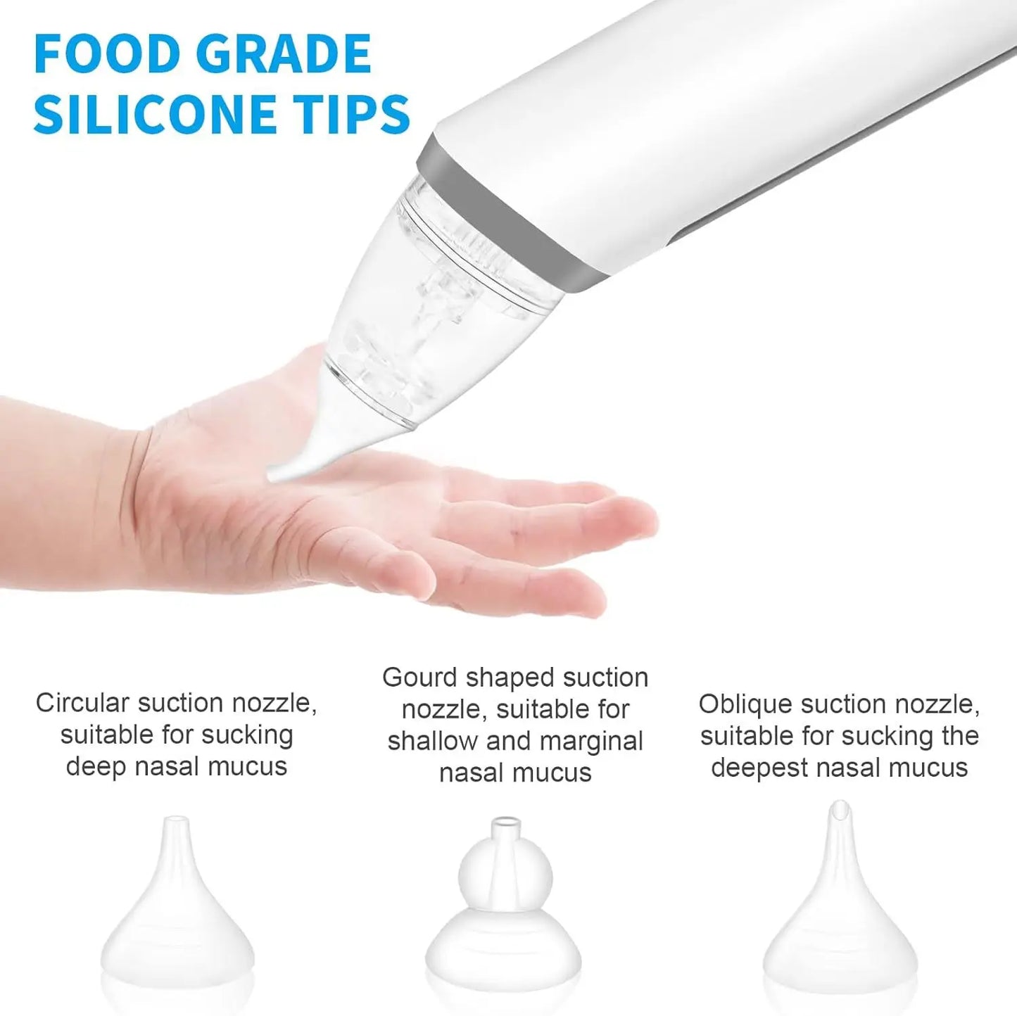 Electric Baby Nasal Aspirator β USB Rechargeable Nose Cleaner with Music, Lights & 3 Silicone Tips (Anti-Backflow Design)