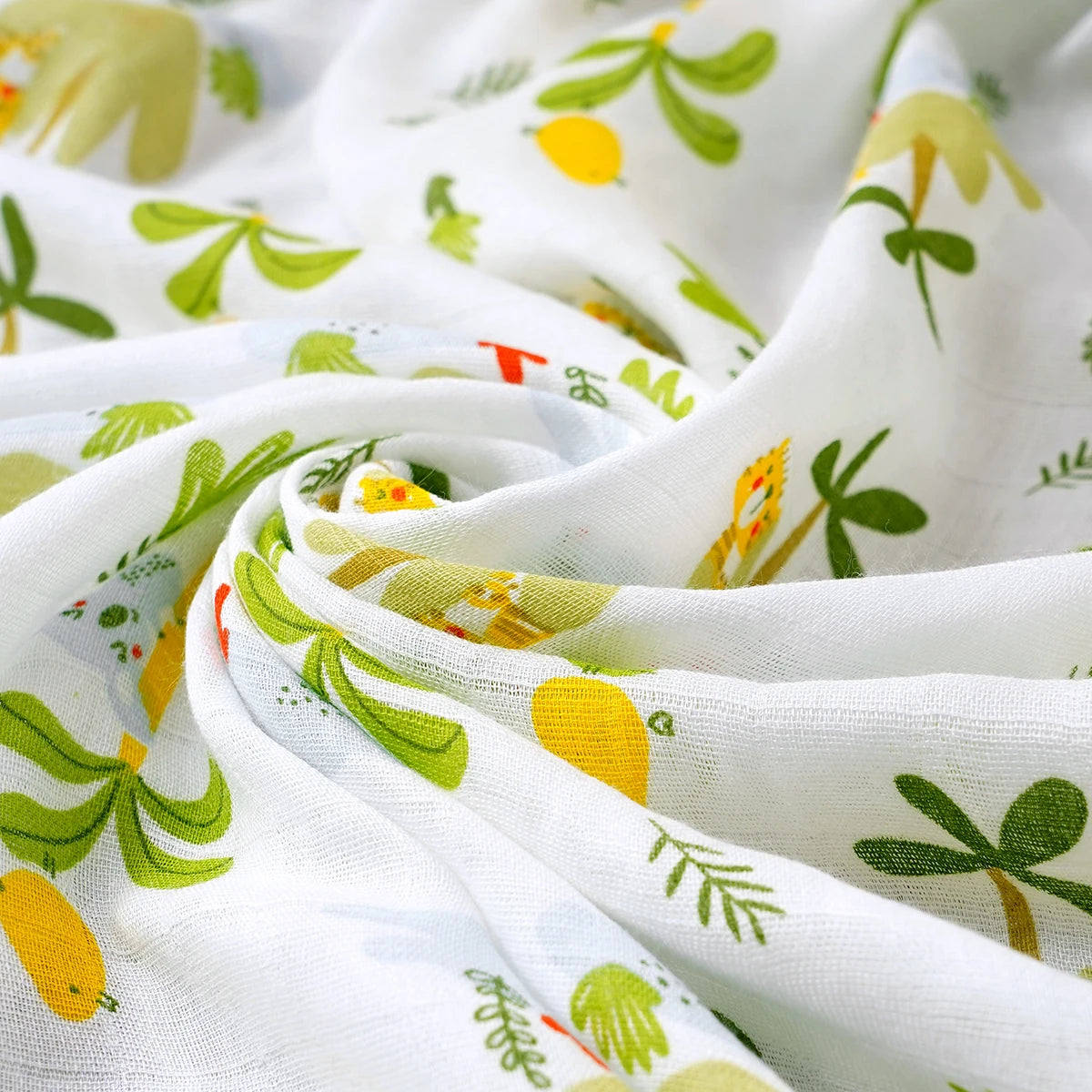 Bamboo Cotton Baby Muslin Swaddle Blanket - 120x110cm Soft Print Newborn Wrap