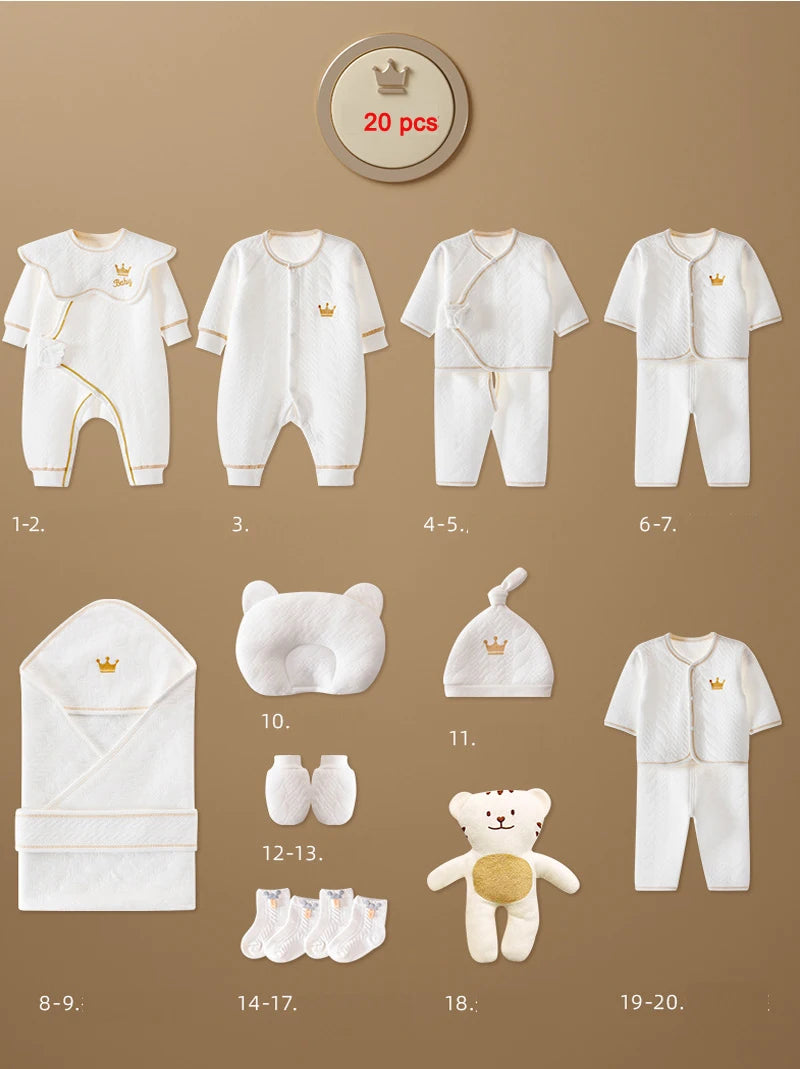 Newborn Baby Clothing Set – 15-20 Piece 100% Cotton Unisex Outfit Collection (0-3 Months)