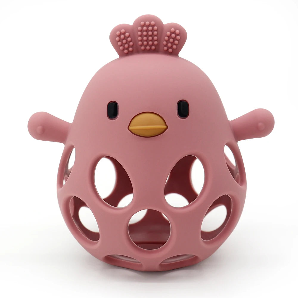 Silicone Baby Teething Gloves – Cartoon Chick Design Anti-Bite Hand Protection for Gum Relief (3+ Months)
