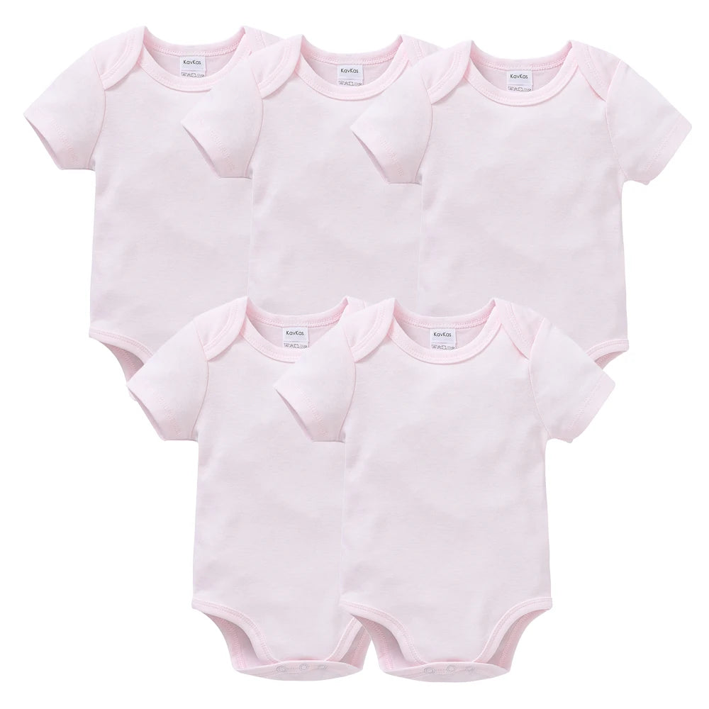 5 Pcs Set Baby Boys Clothes 100%Cotton Solid Black Short Sleeve Blank Baby Bodysuits body bebe  Newborn Jumpsuit Plain 0-24 M