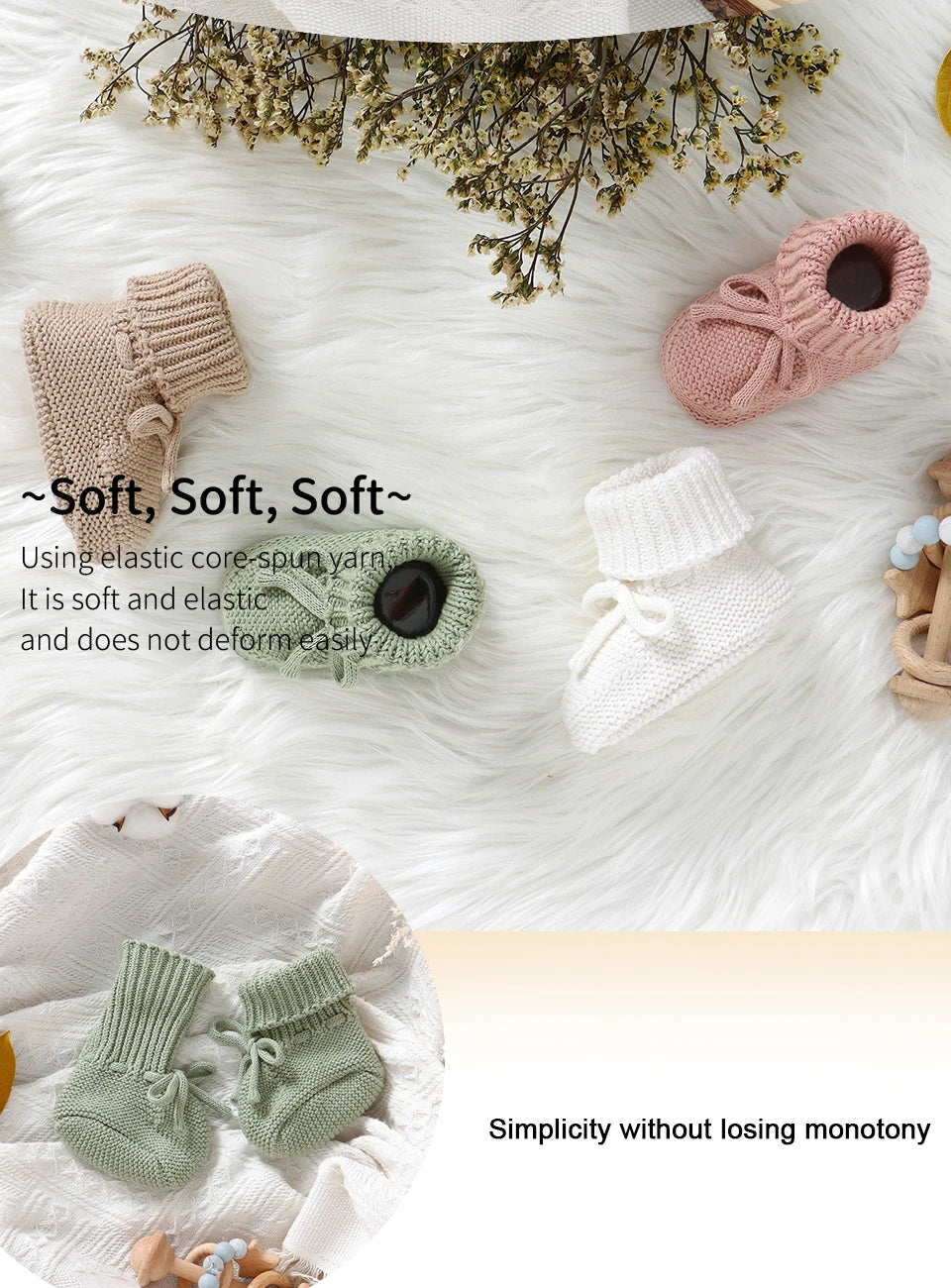 Baby Shoes Solid Color Knitted Newborn Boys and Girls Boots First Walkers Soft Bottom Infant Unisex Footwear 0-18m Child Booties