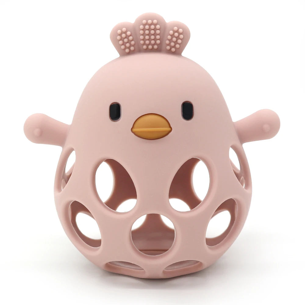 Silicone Baby Teething Gloves – Cartoon Chick Design Anti-Bite Hand Protection for Gum Relief (3+ Months)