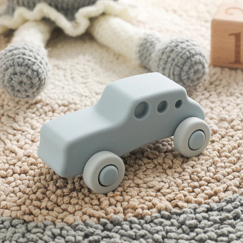 Montessori Silicone Car Toys - Educational Teether Blocks for Babies 0-12 Months