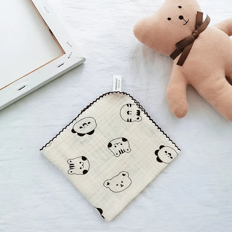 4-Layer Muslin Baby Face Towels – Soft Cotton Bibs & Burp Cloths for Newborns (0-12 Months)