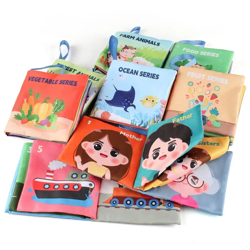 Cloth Book for Early Education - 4-Page 8-Sided English Learning Book for Kids