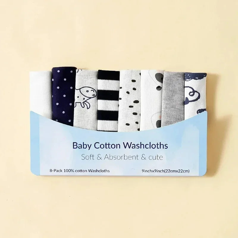 8-Piece Cotton Baby Towel Set – Soft Washcloths & Handkerchiefs for Newborns (0-24 Months)
