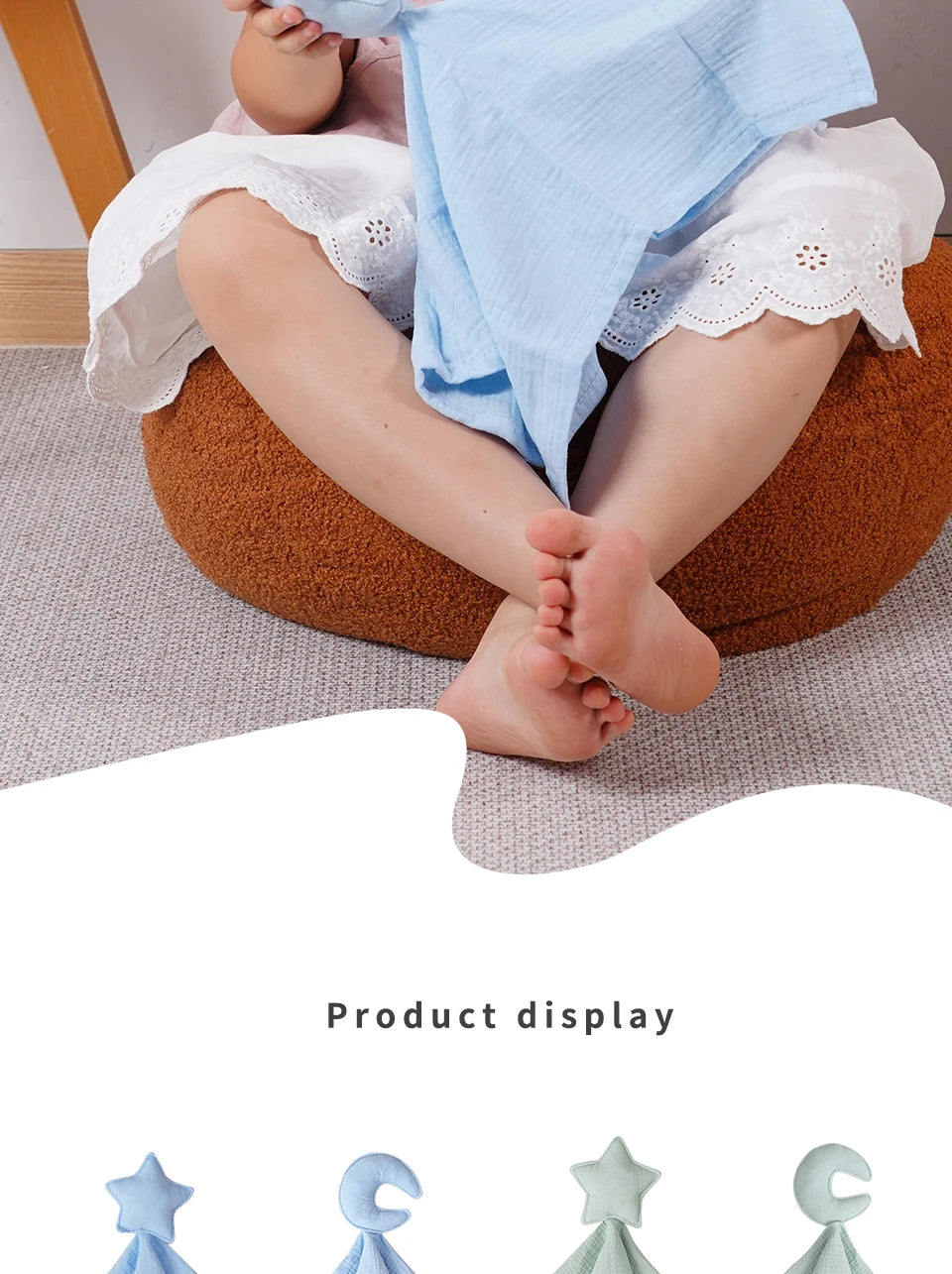 Baby Cotton Muslin Comfort Blanket - Cute Cat Doll Security Towel for Infants