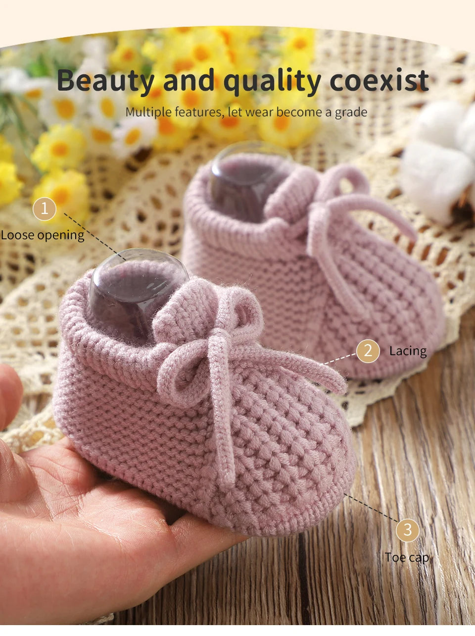 Baby Shoes Knitted Newborn Bed Footwear 0-18M Warm Clothing Accessories Infant Boys Girls First Boots Fashion Solid Toddler Kid