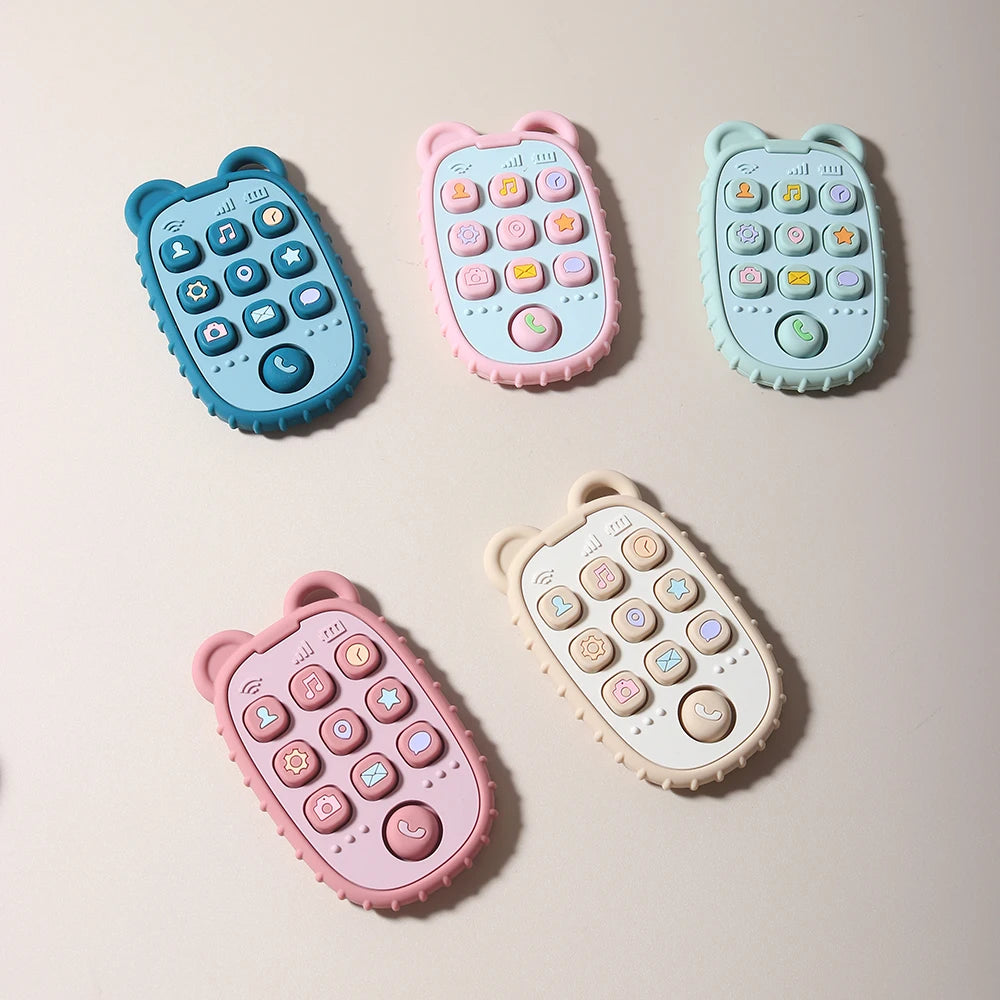New Baby Phone Teether - Silicone Mobile Shape Sensory Educational Toy Gift Set
