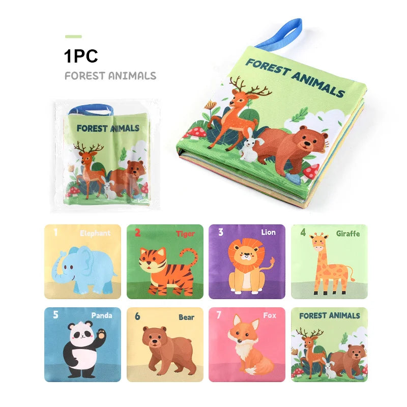 Cloth Book for Early Education - 4-Page 8-Sided English Learning Book for Kids