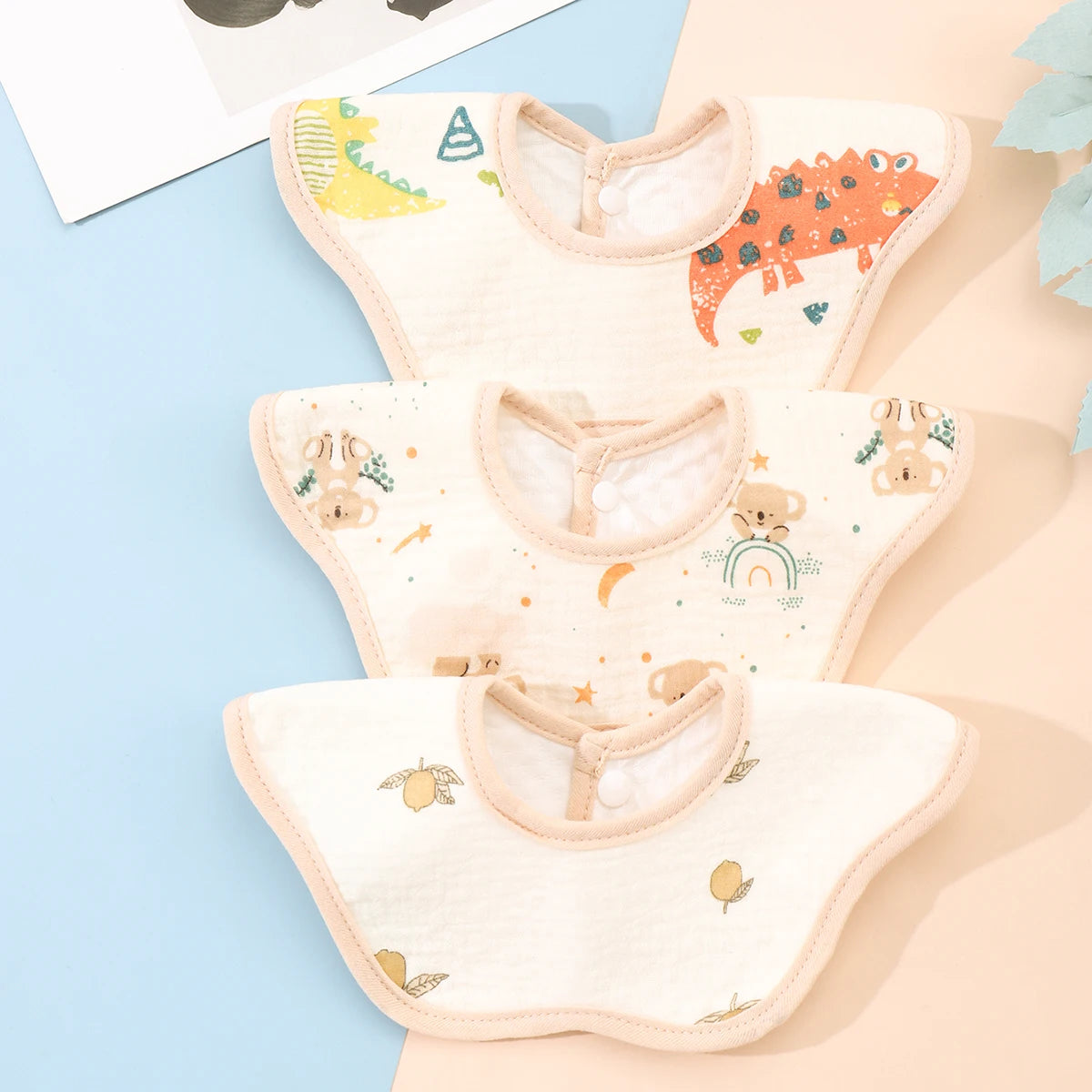 3pcs Waterproof Cotton Gauze Baby Bibs New Absorbent Saliva Towel Newborn Burp Cloths Bandana Scarf for Boys Girls Feeding Bibs