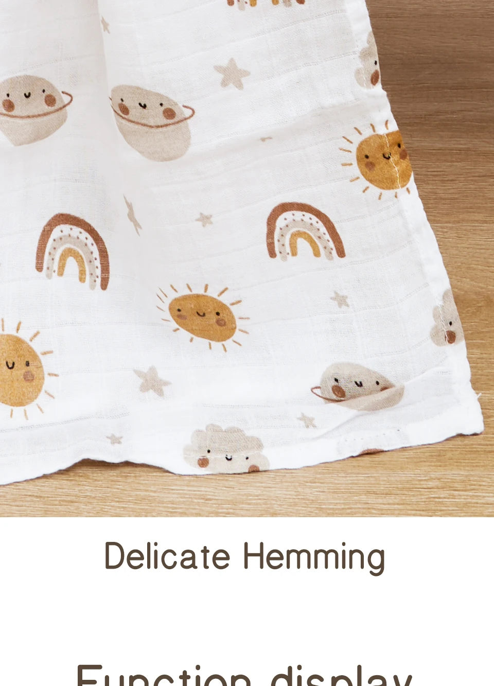 Bamboo Cotton Baby Muslin Swaddle Blanket - 120x110cm Soft Print Wrap by Elinfant