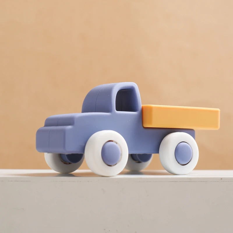 Montessori Silicone Car Toys - Educational Teether Blocks for Babies 0-12 Months