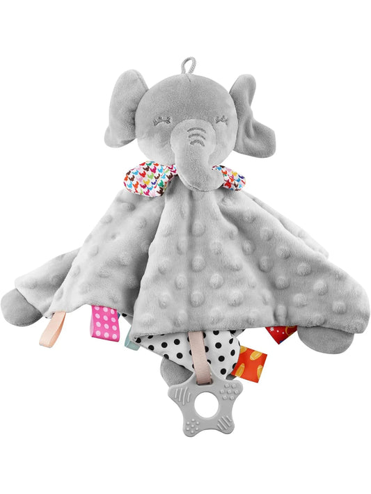 Elephant Baby Comforter Blanket - Soft Rattle Toy & Security Sleeping Towel for Toddlers