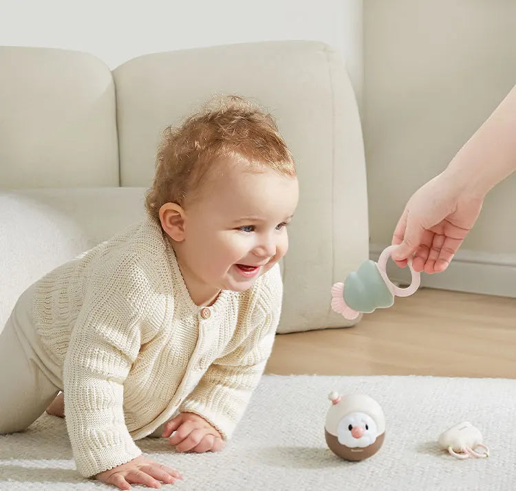 Silicone Baby Rattle Teether - Soft Chewable Sensory Toy for Infants 0-3 Years
