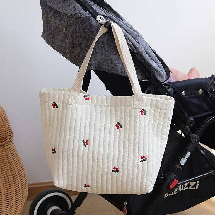 Cotton Embroidery Baby Diaper Bag - Large Capacity Mommy Tote & Organizer