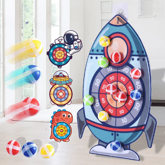 Montessori Sports Toy - Sticky Ball Dart Board Target Game for Indoor & Outdoor Fun