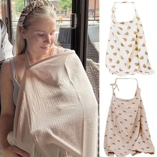 Breathable Cotton Nursing Cover - Maternity Breastfeeding Privacy Apron & Stroller Blanket