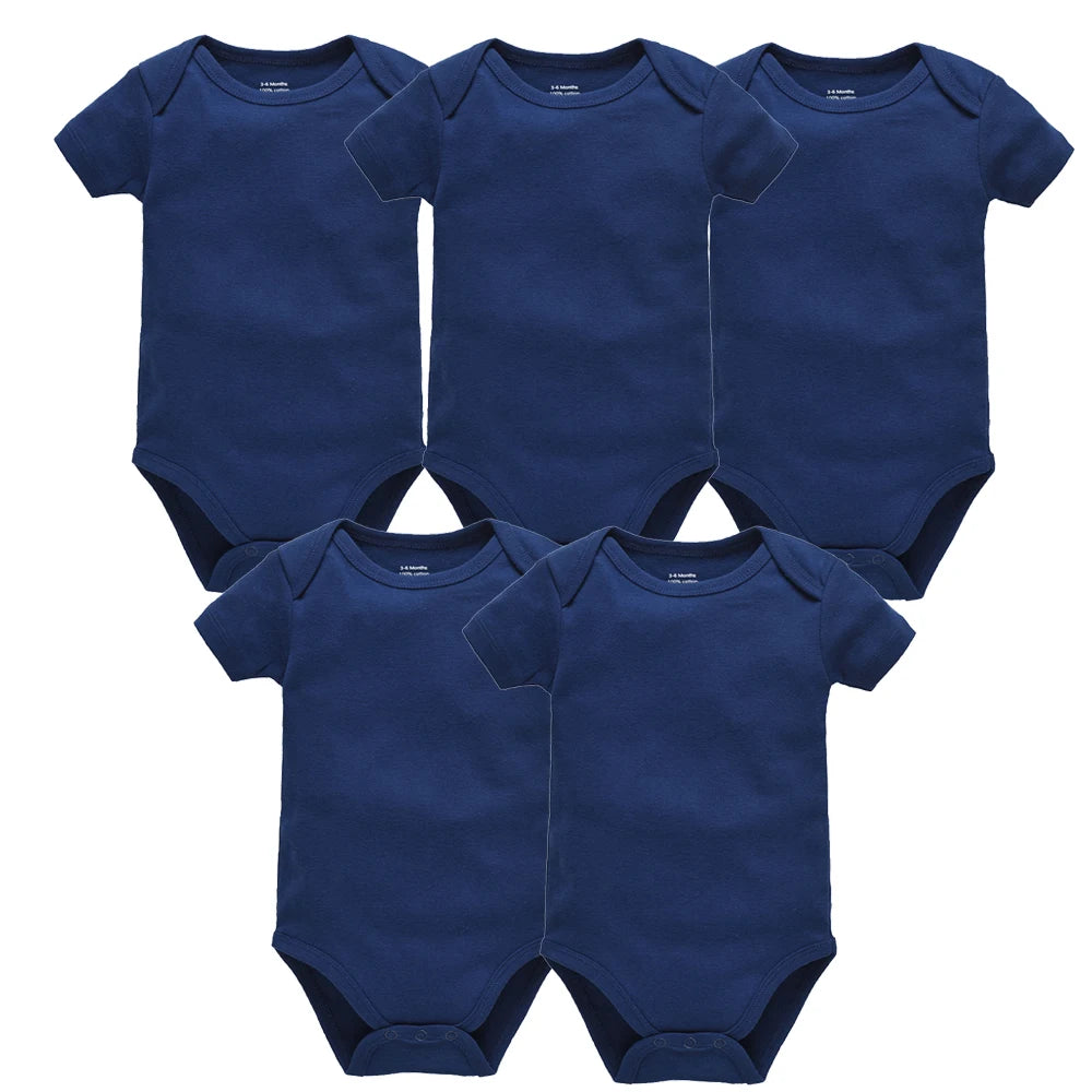 5 Pcs Set Baby Boys Clothes 100%Cotton Solid Black Short Sleeve Blank Baby Bodysuits body bebe  Newborn Jumpsuit Plain 0-24 M