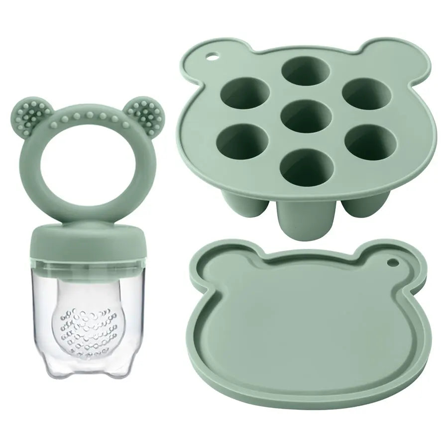 Silicone Fruit & Vegetable Teether Toys – Fun Ice Cream Mold Design for Baby Feeding (6+ Months)