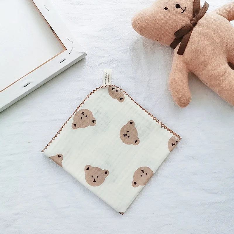 4-Layer Muslin Baby Face Towels – Soft Cotton Bibs & Burp Cloths for Newborns (0-12 Months)