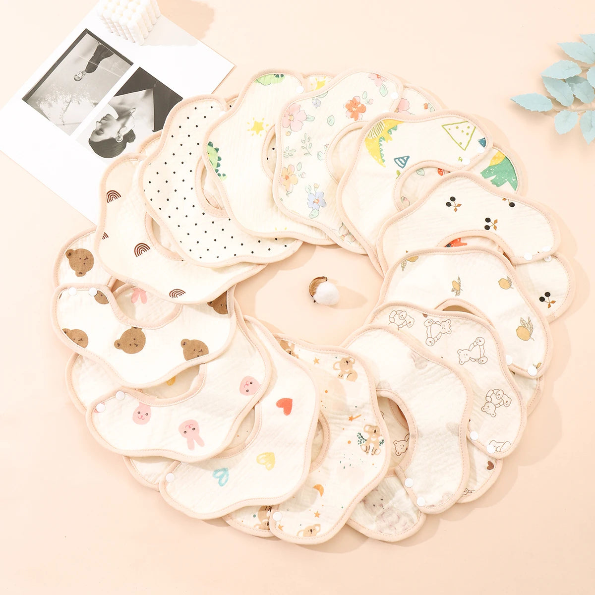 3pcs Waterproof Cotton Gauze Baby Bibs New Absorbent Saliva Towel Newborn Burp Cloths Bandana Scarf for Boys Girls Feeding Bibs