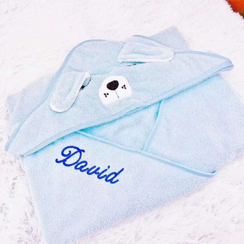 Personalized Custom name Embroidered Newborn letter Nursery Baby Soft Bath Towels Gifts for Boy Girl Toddler Bathrobe Warm