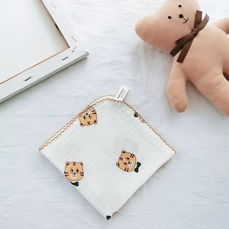 4-Layer Muslin Baby Face Towels – Soft Cotton Bibs & Burp Cloths for Newborns (0-12 Months)