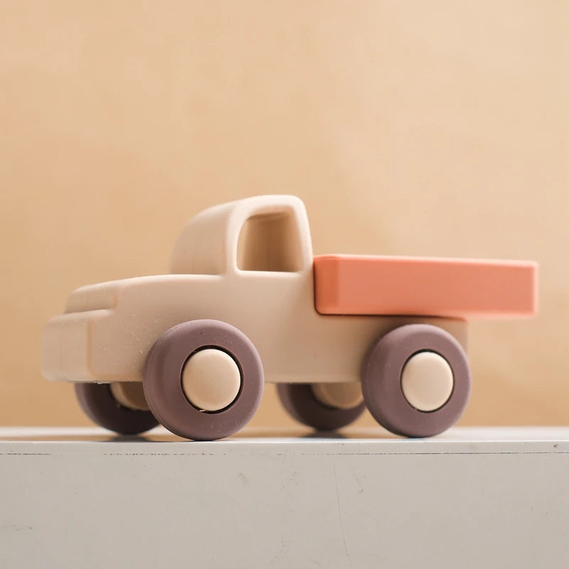 Montessori Silicone Car Toys - Educational Teether Blocks for Babies 0-12 Months