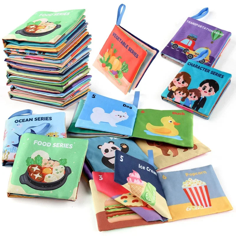 Cloth Book for Early Education - 4-Page 8-Sided English Learning Book for Kids