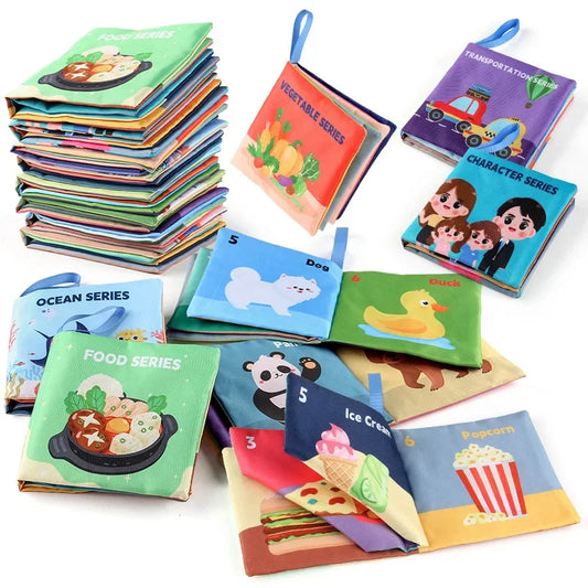 Cloth Book for Early Education - 4-Page 8-Sided English Learning Book for Kids