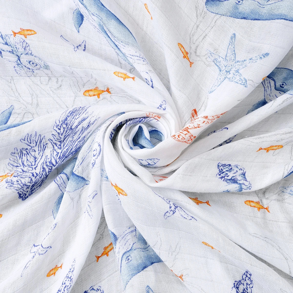 Bamboo Cotton Baby Muslin Swaddle Blanket - 120x110cm Soft Print Newborn Wrap